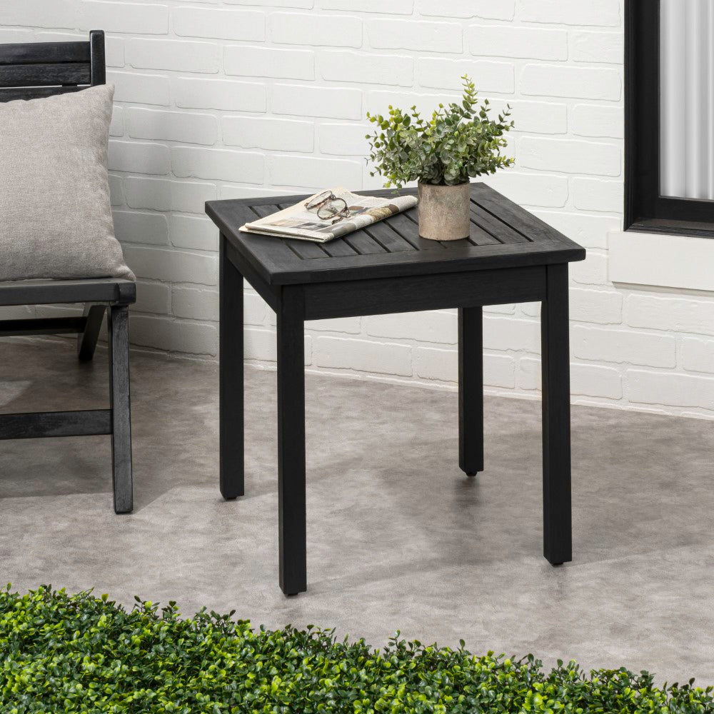 Velin 18.9" Modern Classic Square Slatted Solid Acacia Wood Indoor/Outdoor Adirondack Side Table - Image 2