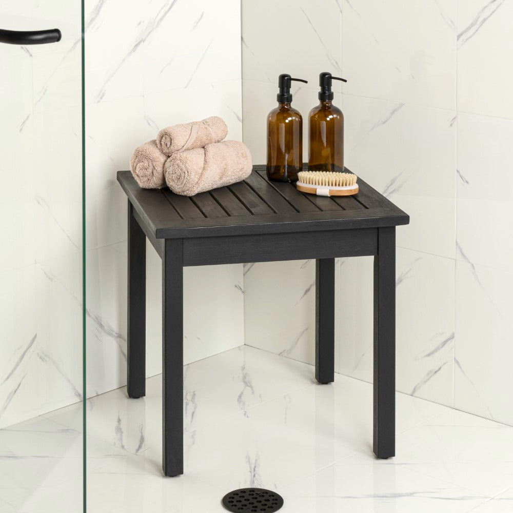 Velin 18.9" Modern Classic Square Slatted Solid Acacia Wood Indoor/Outdoor Adirondack Side Table - Image 4